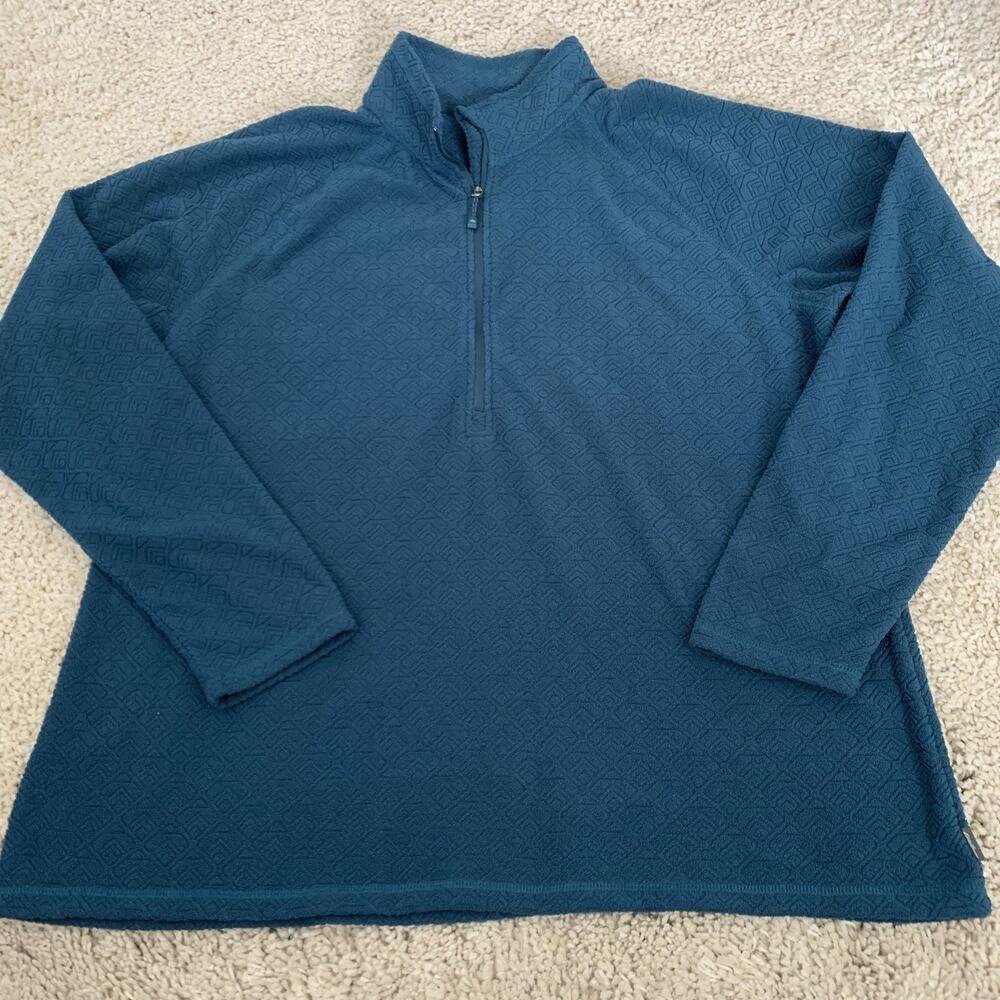 Eddie Bauer Pullover Mens 2XL T2XL 1/4 Zip Lightweight Fleece Teal Blue